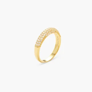 Dome Slim Pave Ring Gold