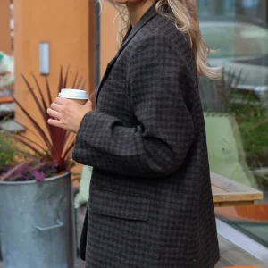 Solvej Wool Blazer Grey/Brown Check