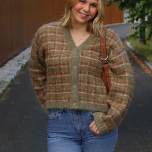 Kate Check Cardigan Green Mix