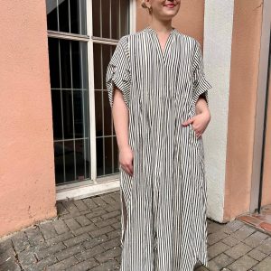 AlexaGO Jo Shirt Dress Creme Black Stripes