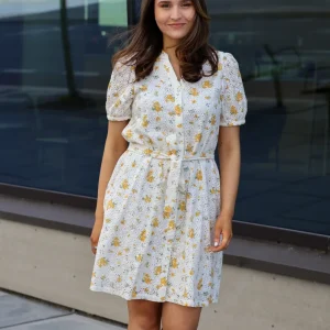 Eivor 2/4 Shirt Dress AOP M Yellow Flower