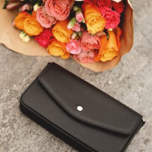 Club Leather Clutch Bag, Noir