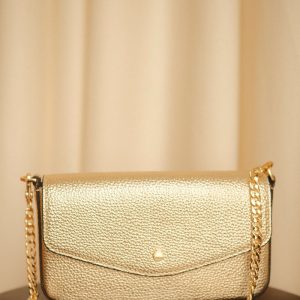 Club Leather Clutch Bag, Gold