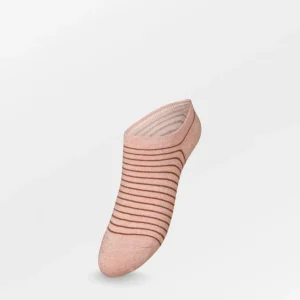 Stripe Glitter Sneakie Sock Peach Whrip Pink