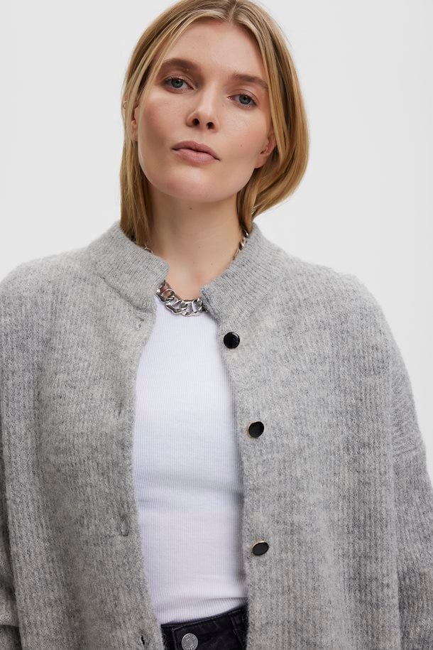 AlphaGZ Short Cardigan Light Grey Melange - Image 2