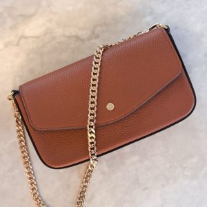 Club Leather Clutch Bag, Camel